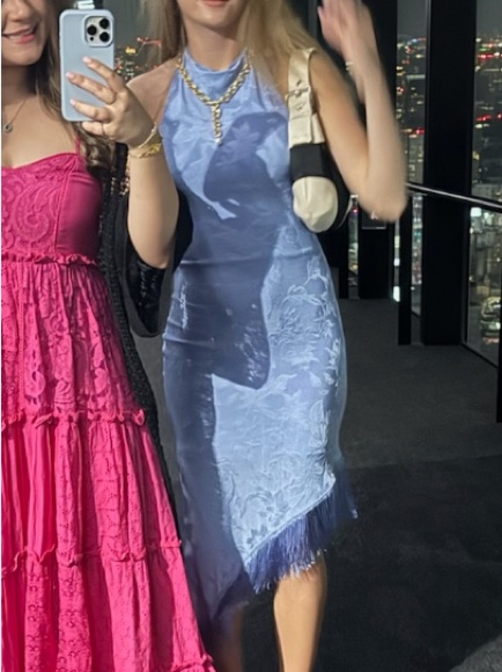 XS NA-KD Satin Halter Midi Dress in Light Blue — Sleek Evening Style